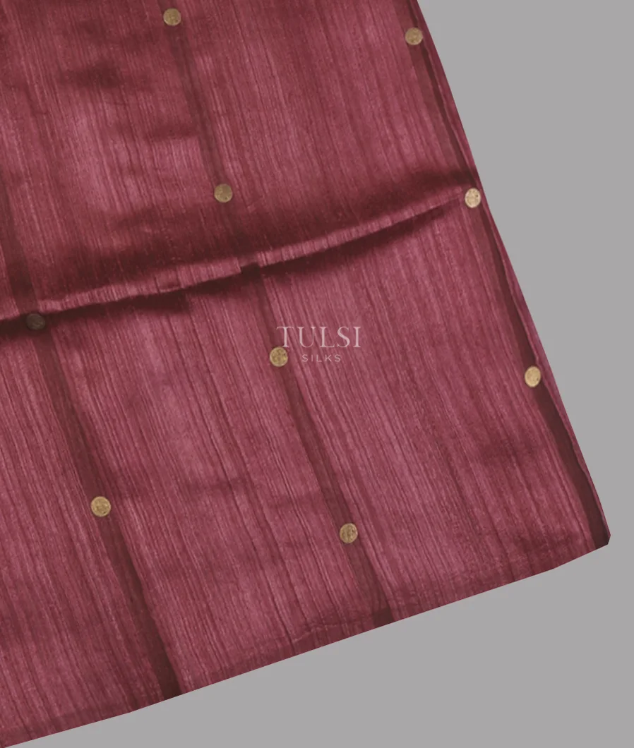 Burgundy Handwoven Tussar Saree T608873-image
