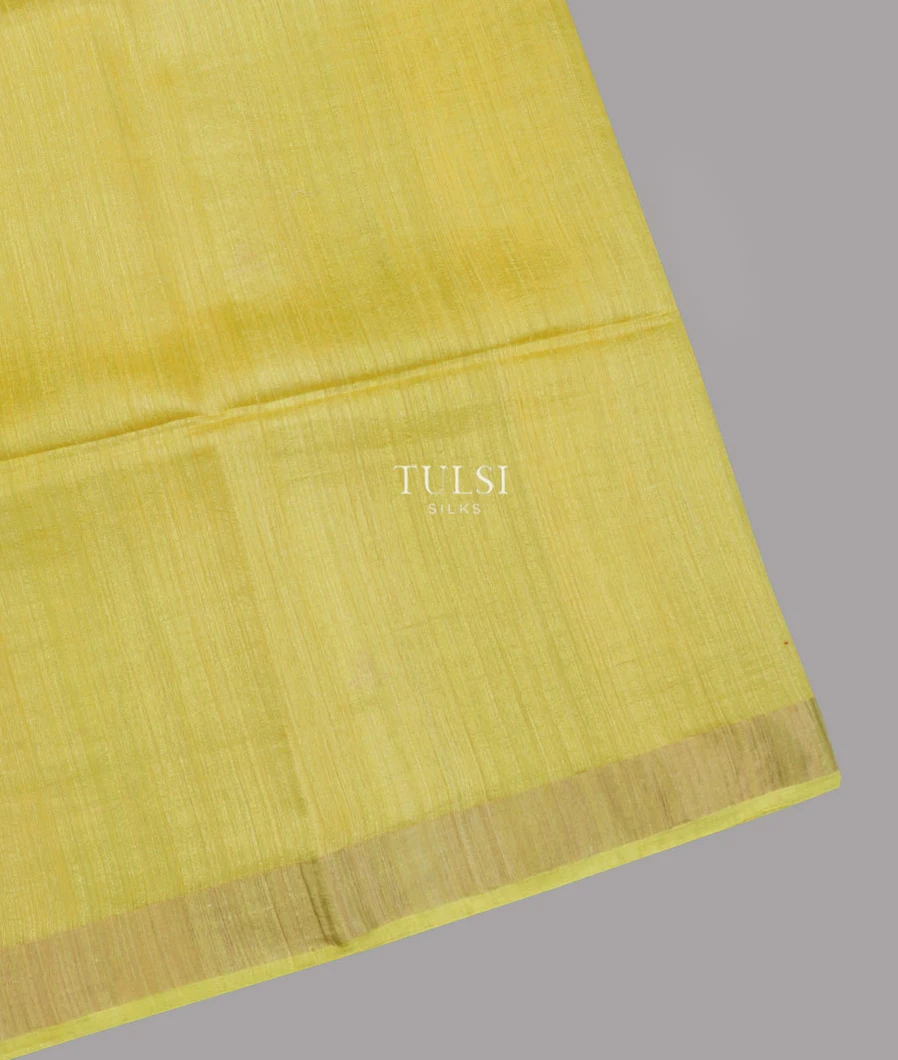 Greenish Yellow Handwoven Tussar Saree T639360-image