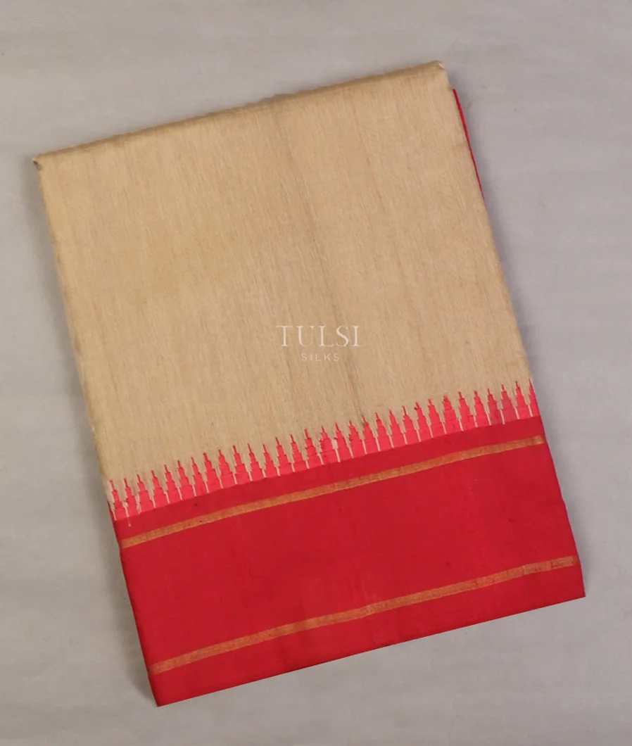 Beige Woven Tussar Saree T625632-image