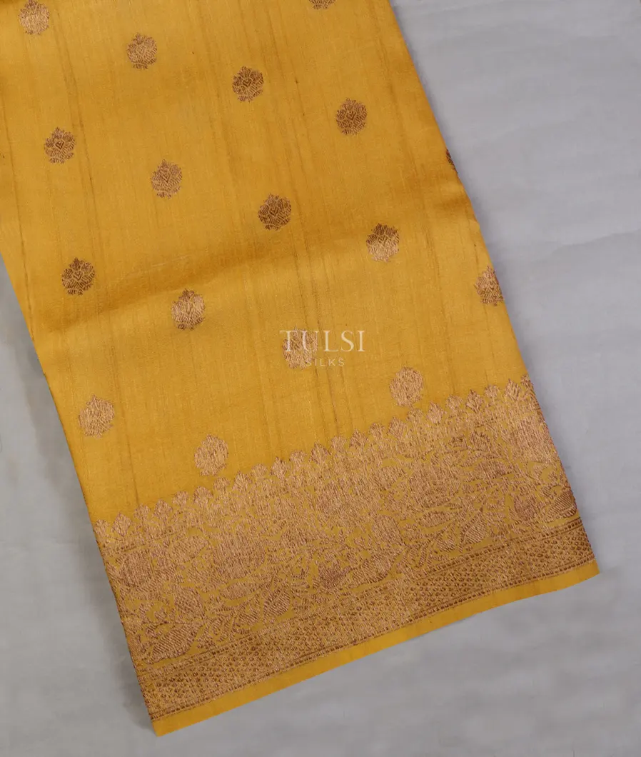 Yellow Banaras Tussar Georgette Saree T639491-image