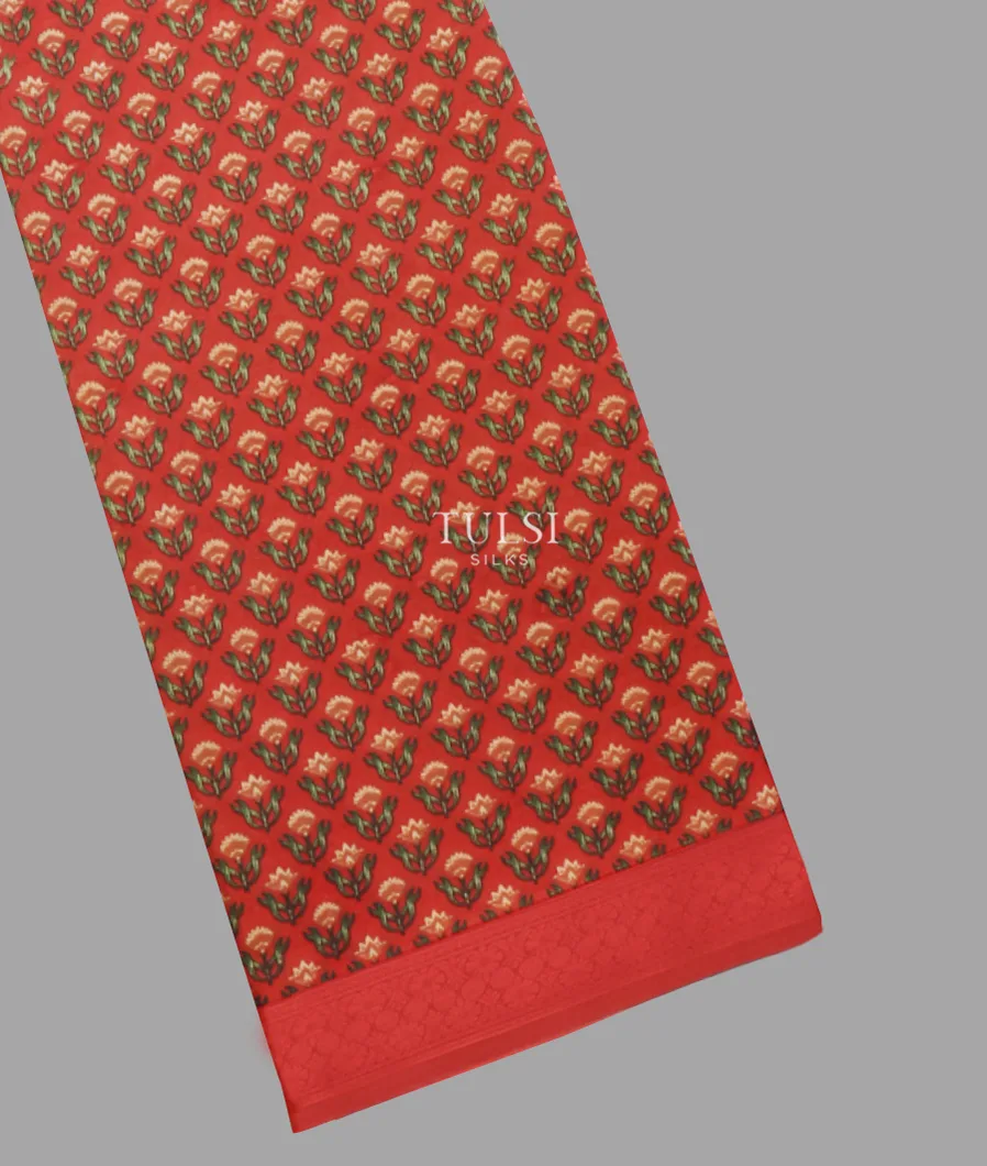 Red Printed Silk Saree T628809-image