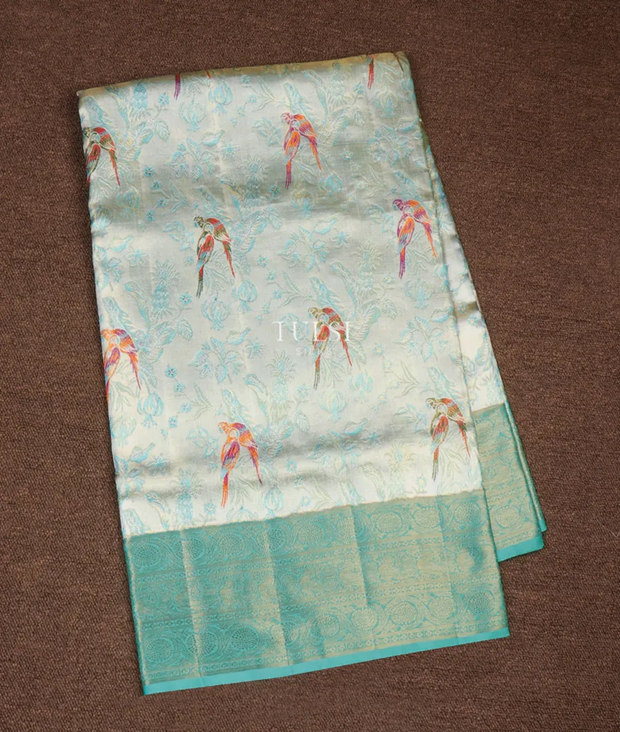 Silver And Blue Tissue Kanjivaram Silk Saree T565662-image