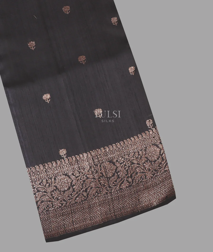 Black Banaras Tussar Saree T624422-image