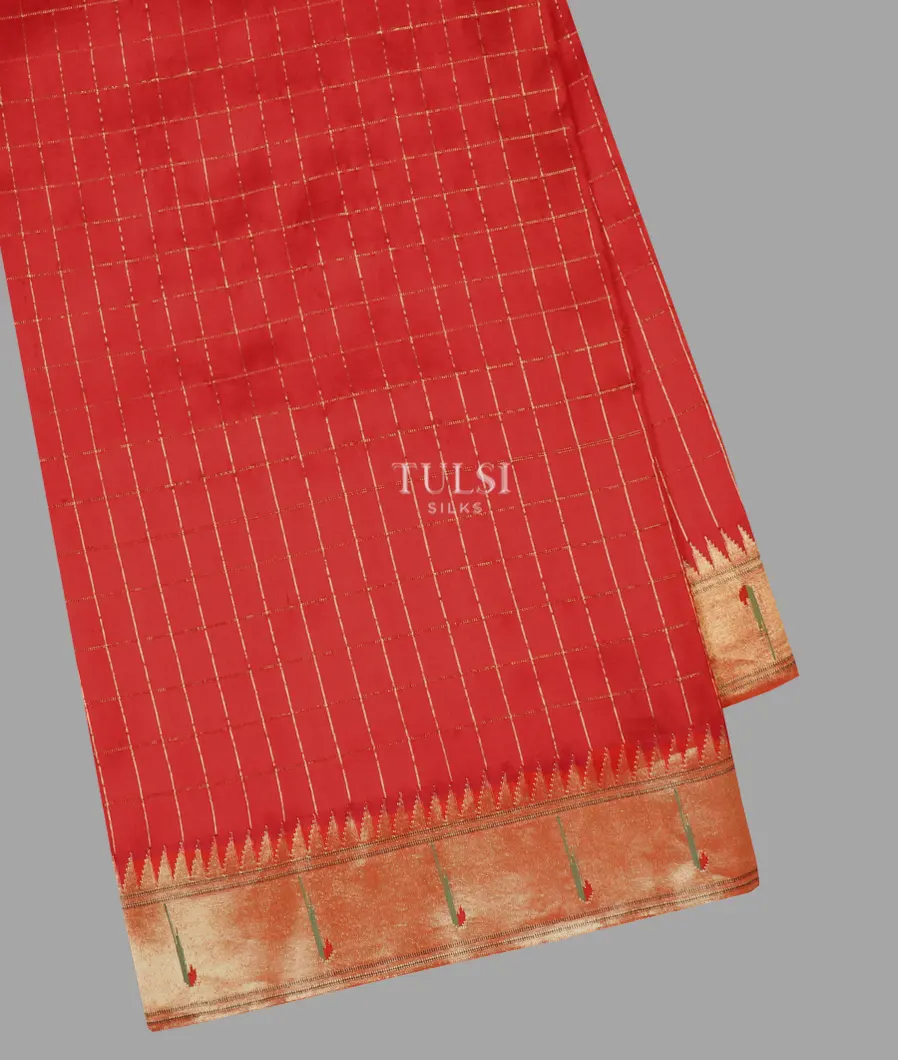 Red Paithani Silk Saree T639393-image