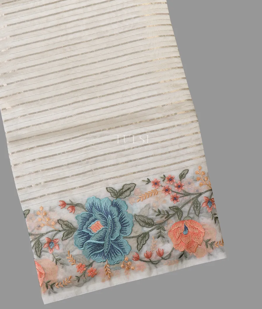 Off-White Kora Organza Embroidery Saree T629437-image