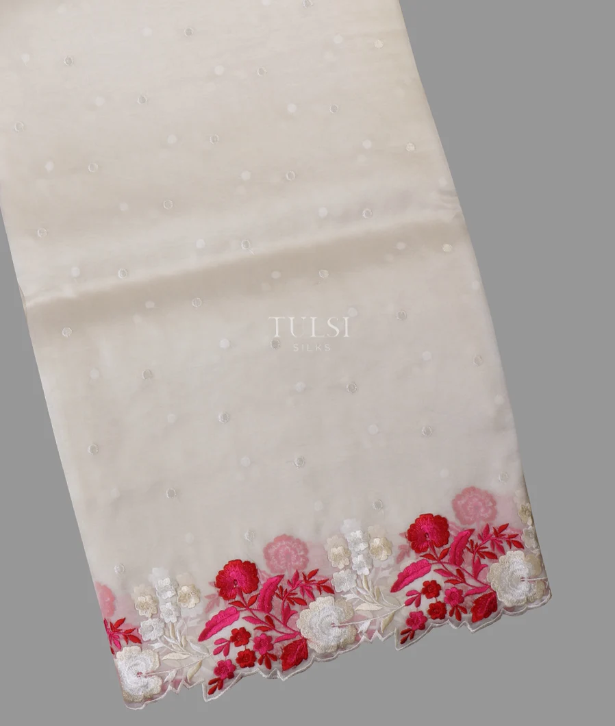 Off-White Kora Organza Embroidery Saree T618182-image