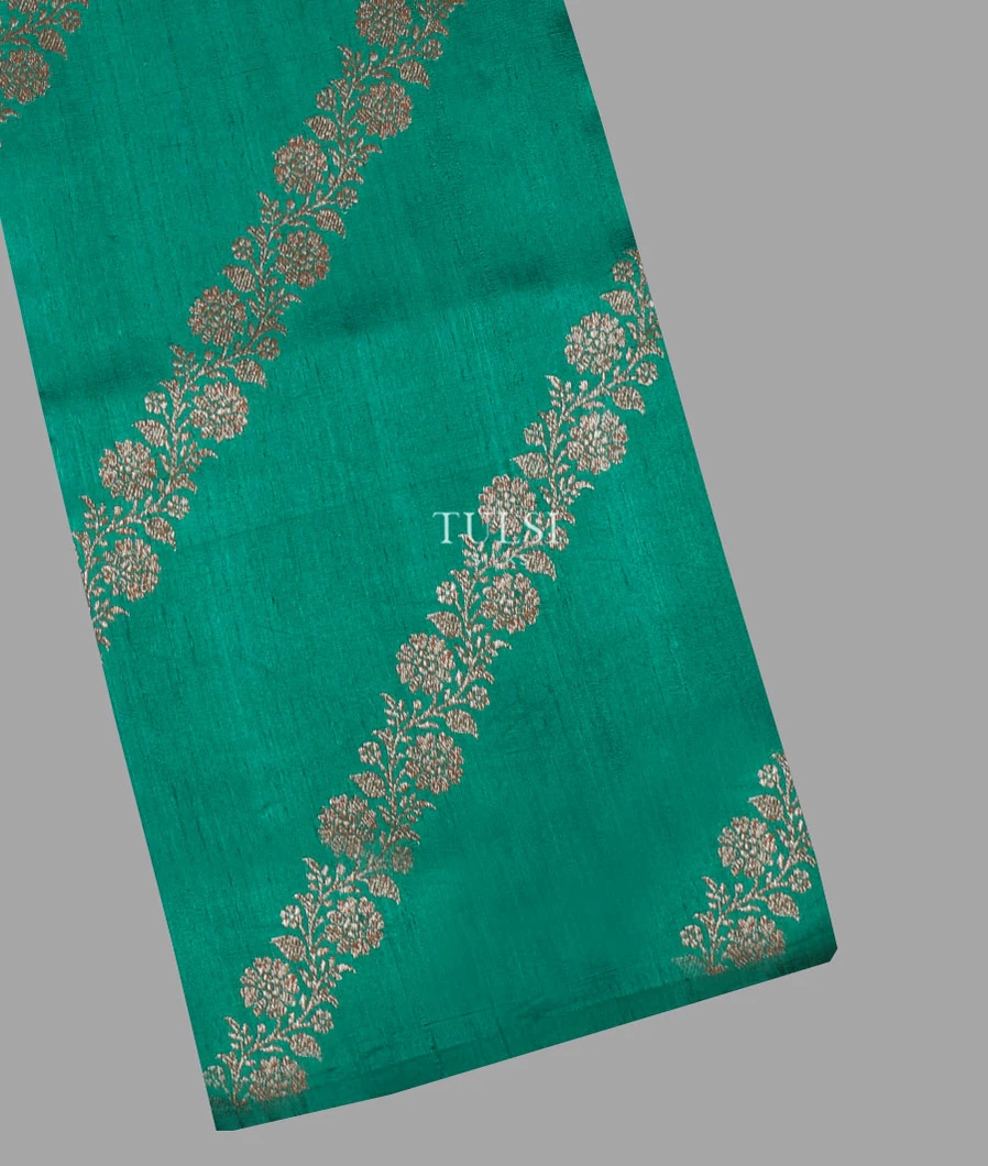 Teal Green Banaras Tussar Saree T643075-image