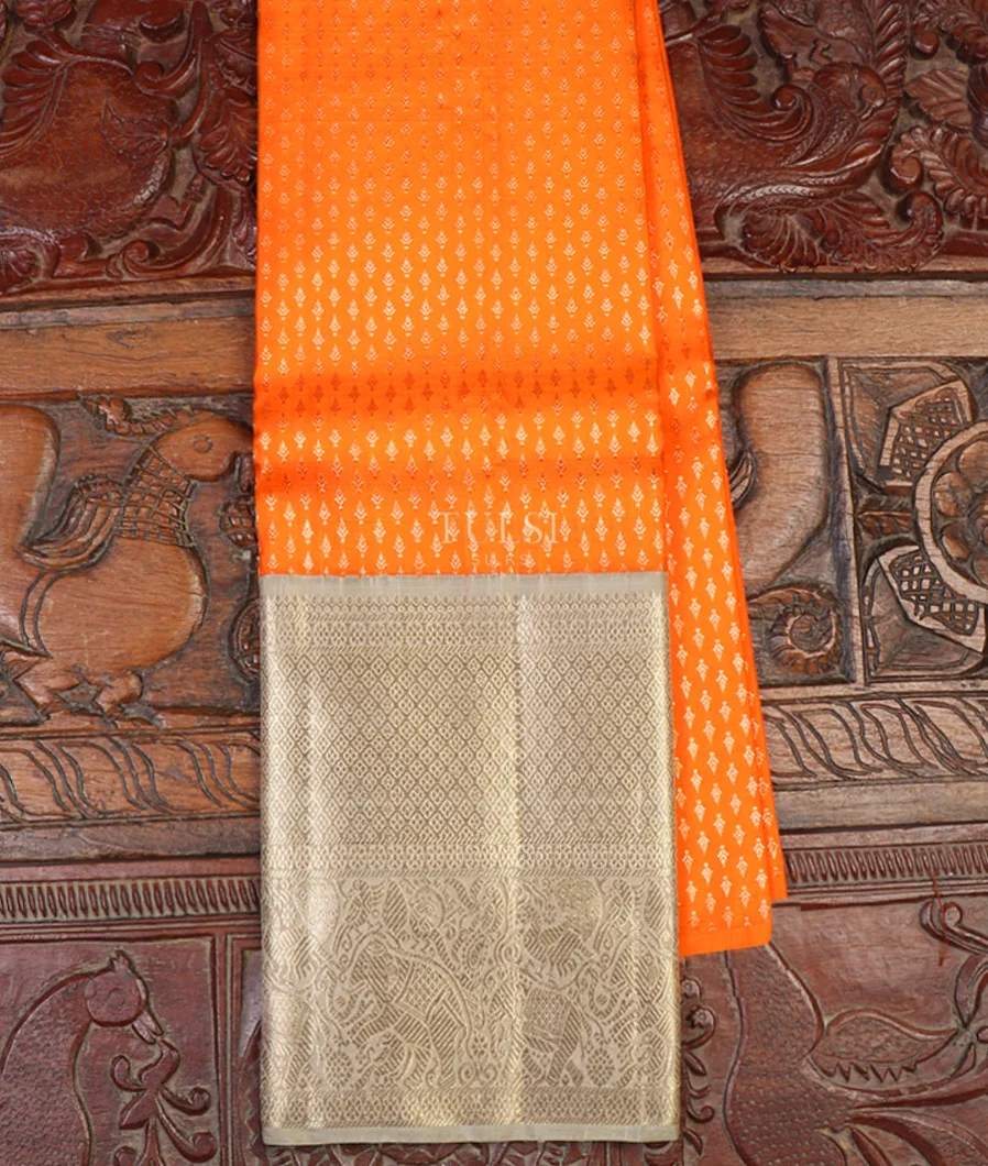 Orange Kanjivaram Silk Pavadai T642413-image