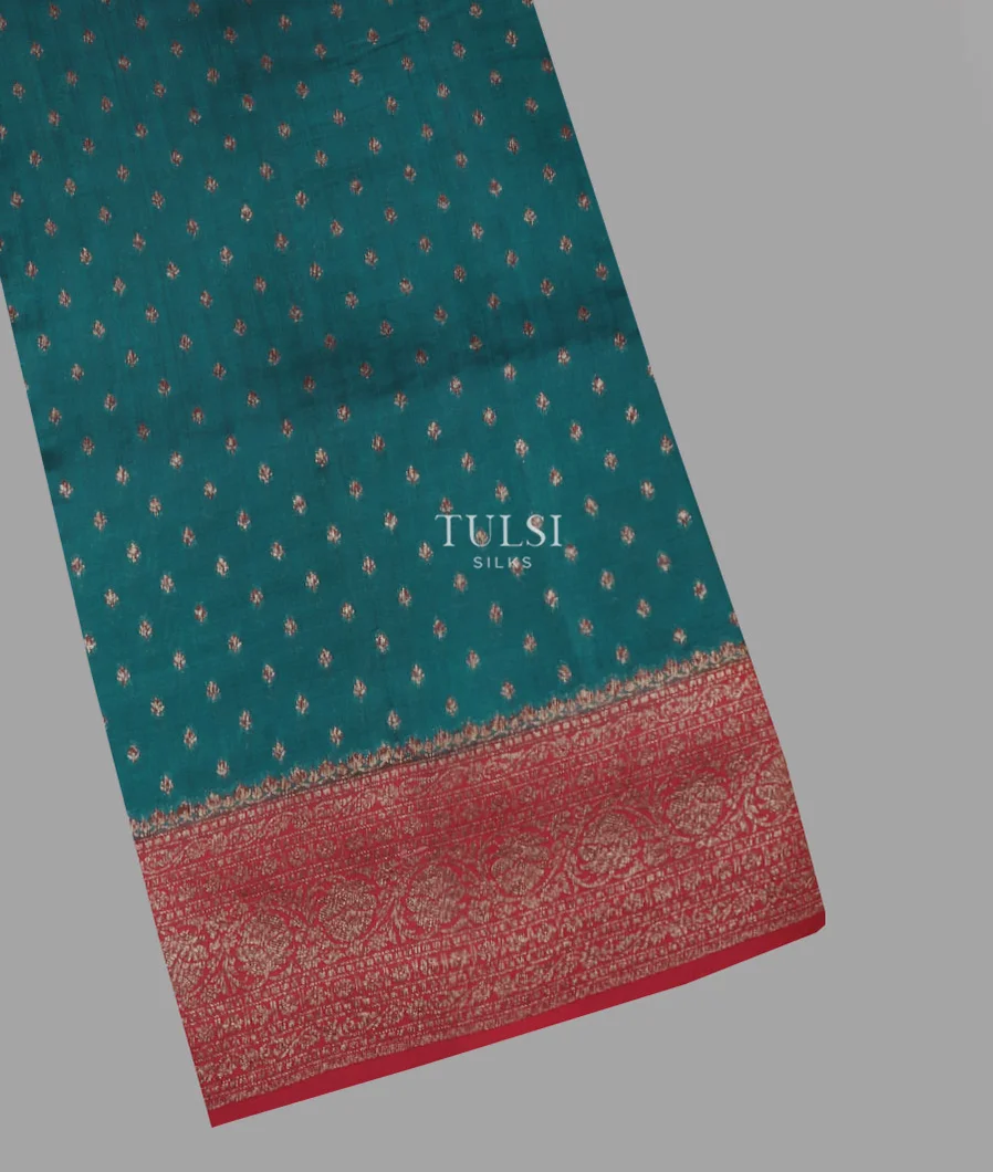 Peacock Blue Banaras Silk Saree T631539-image