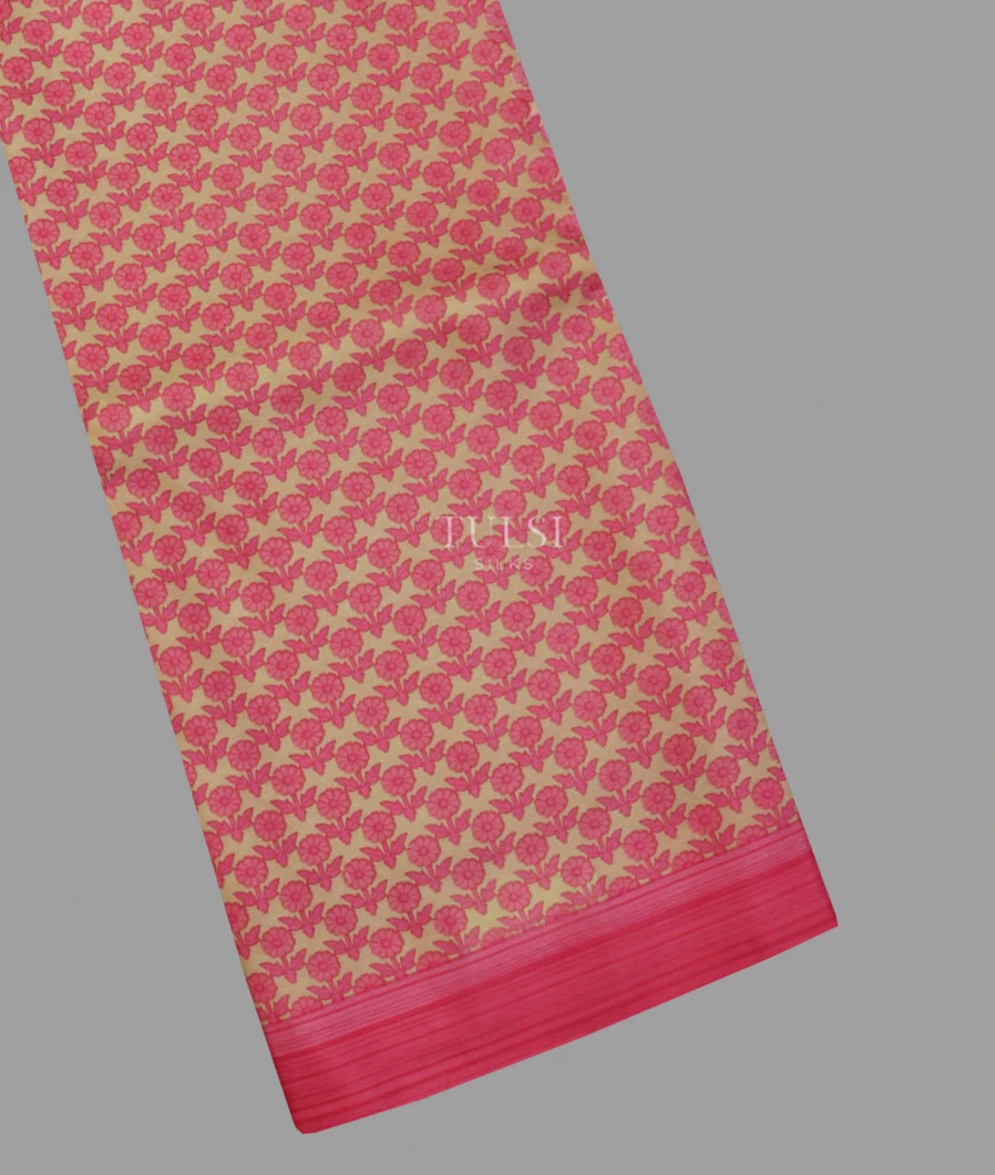 Beige Printed Silk Saree T591668-image