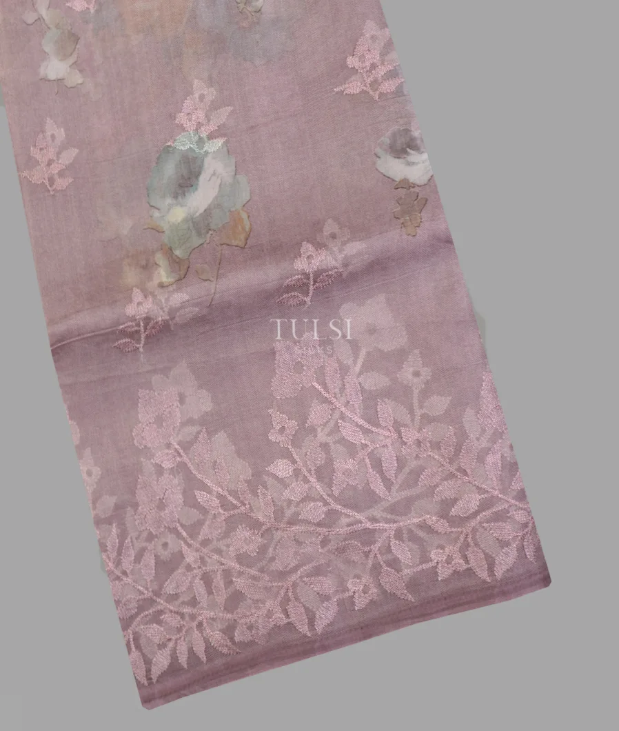 Lavender Kora Organza Embroidery Saree T639101-image