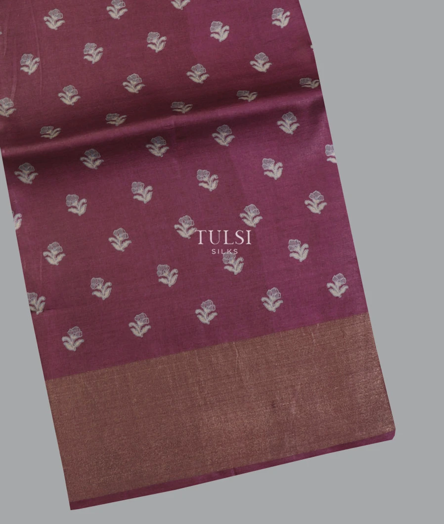 Purple Tussar Printed Saree T642009-image