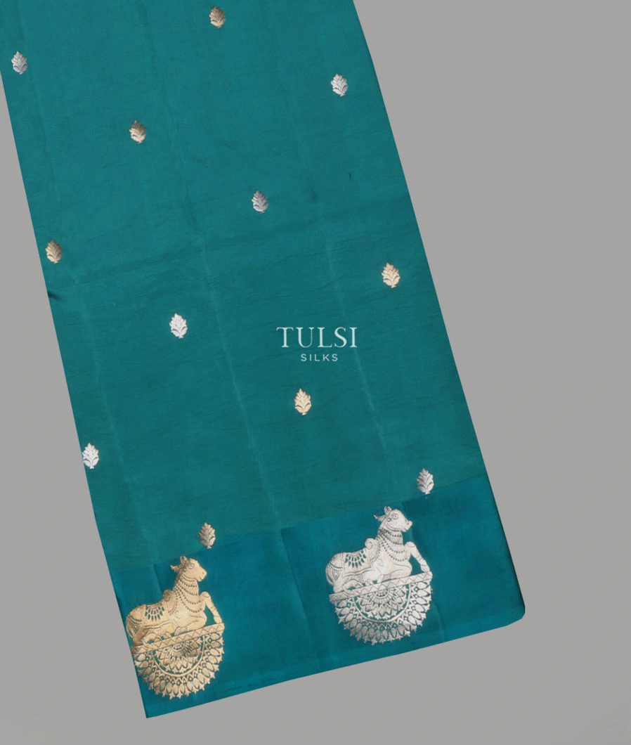Teal Blue Banaras Silk Saree T643206-image
