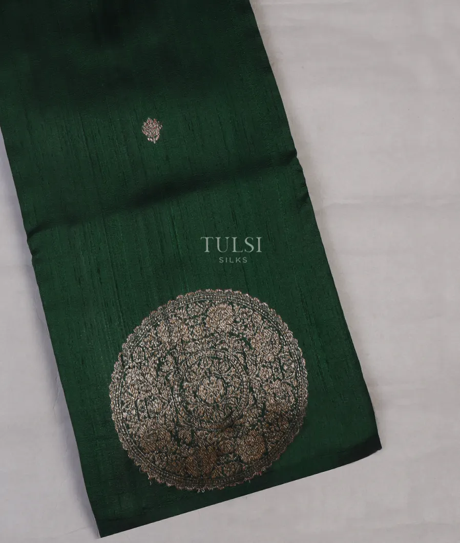 Bottle Green Banaras Tussar Saree T643105-image