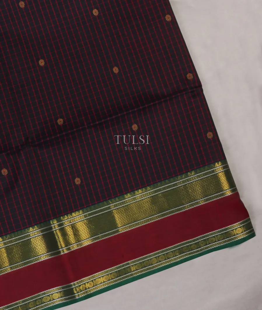Black Silk Cotton Saree T586590-image