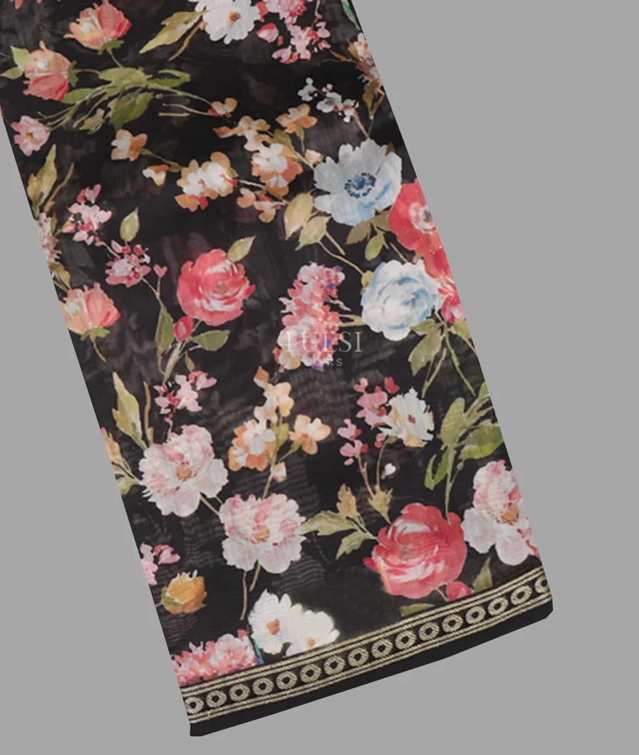 Black Tussar Cotton Saree T639508-image