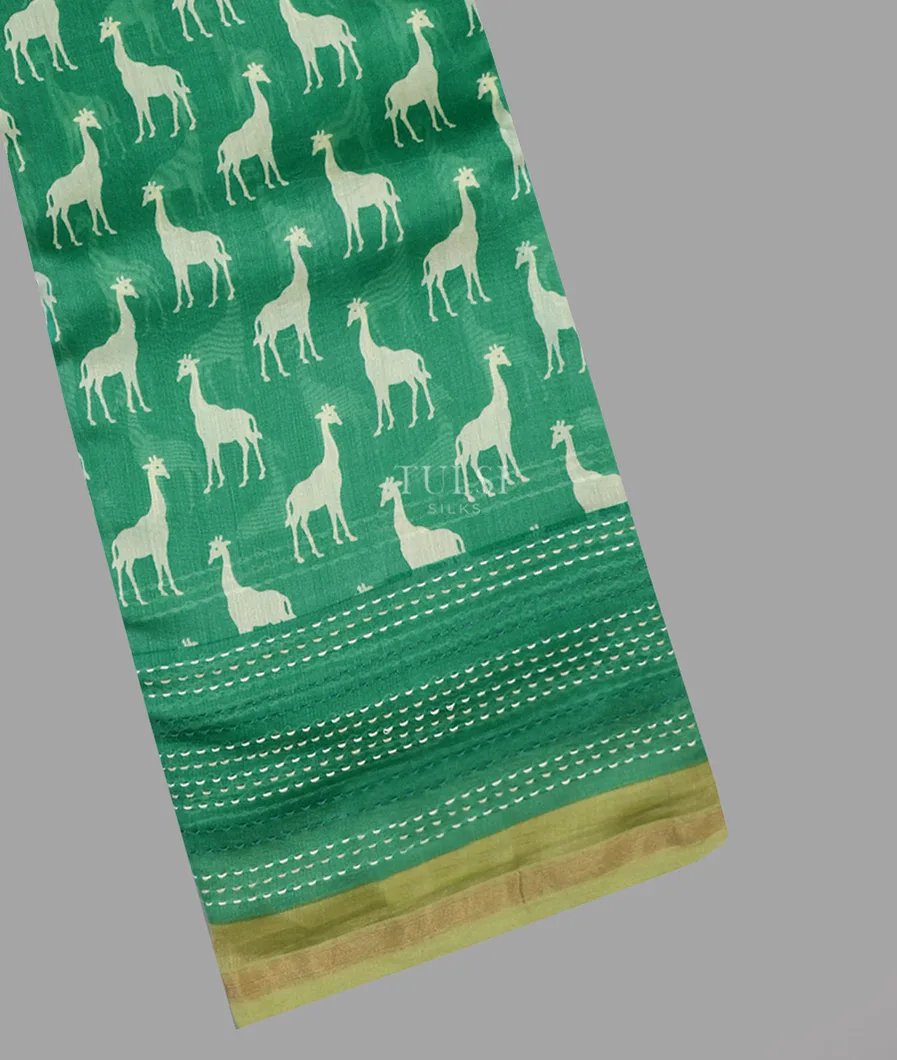 Green Soft Printed Cotton Saree T635482-image