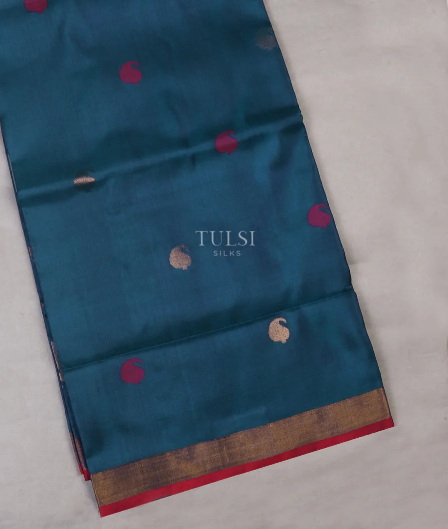 Peacock Blue Uppada Silk Saree T619711-image