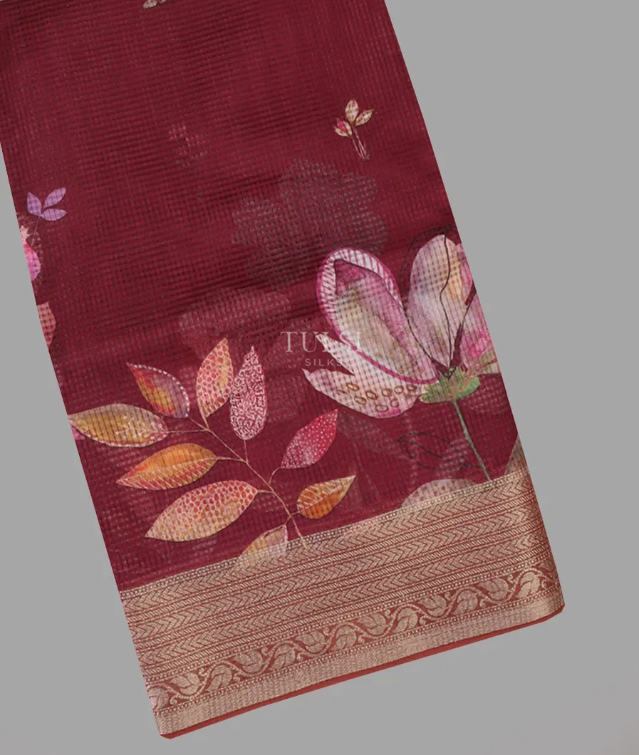 Maroon Pure Mercerised Cotton Saree T640099-image