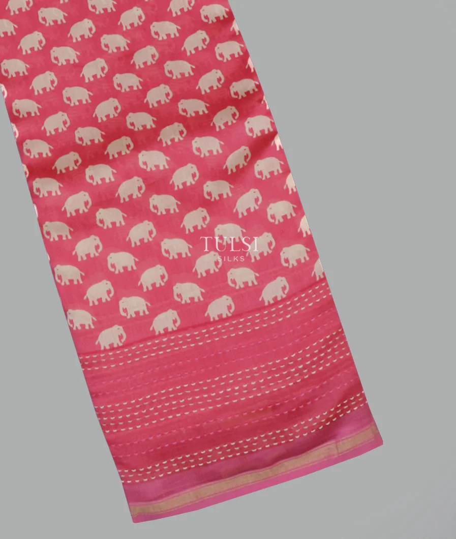 Pink Soft Printed Cotton Saree T635502-image
