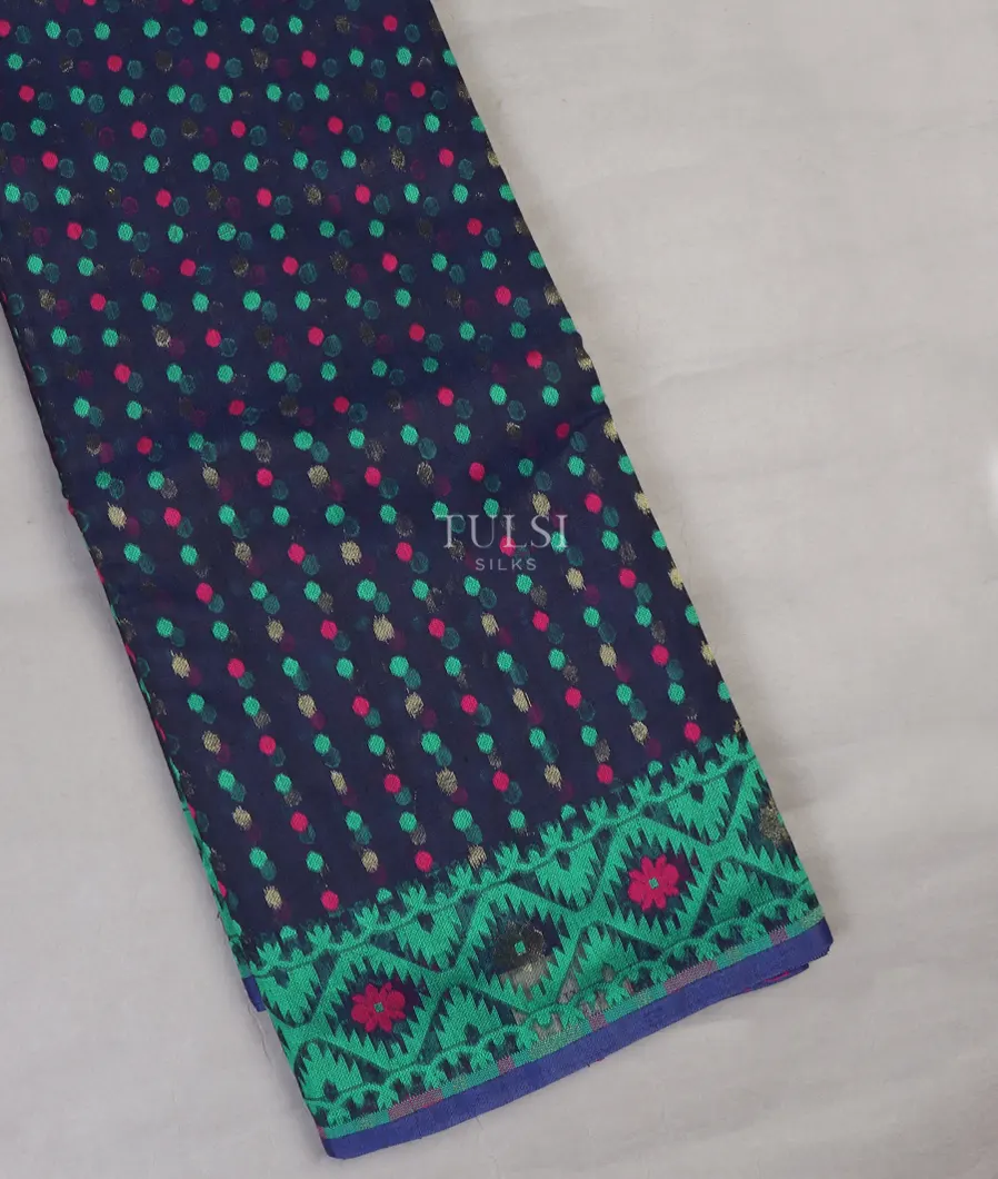 Blue Dhakai Cotton Saree T584592-image