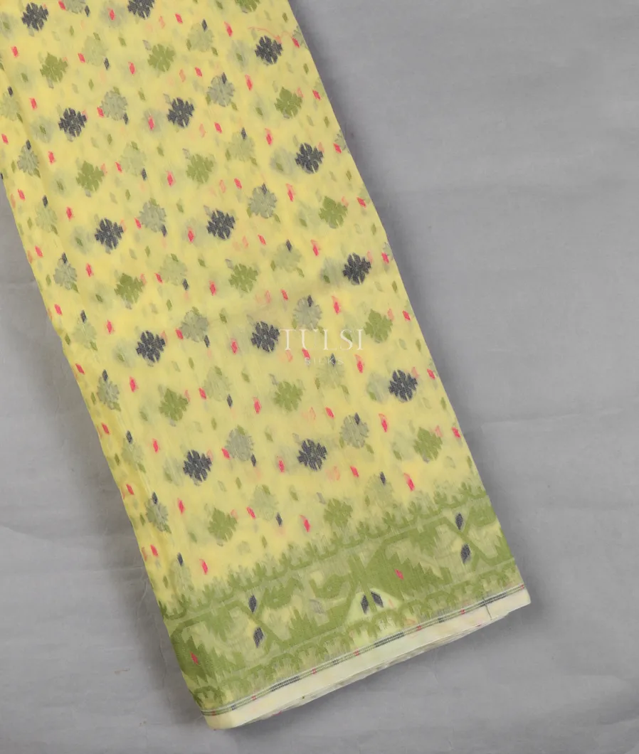 Light Yellow Dhakai Cotton Saree T594320-image