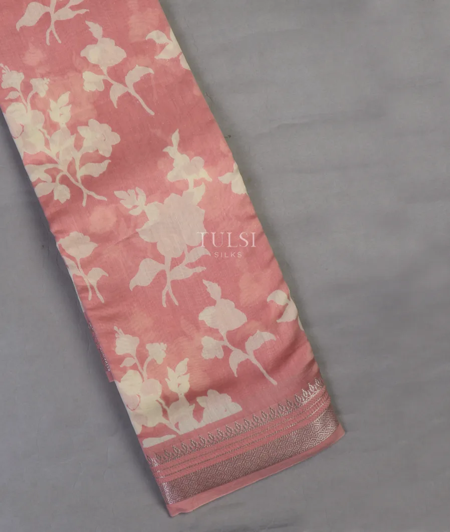 Light Pink Soft Printed Cotton Saree T641677-image