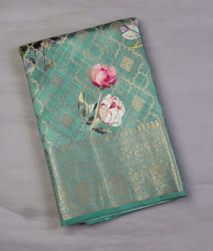 Greenish Blue Chaniya Silk Saree T621603-image