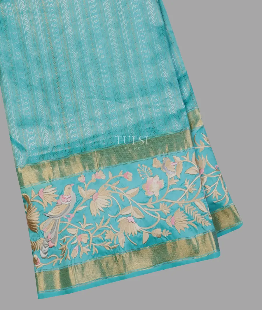 Blue Kanjivaram Embroidery Silk Saree T619194-image