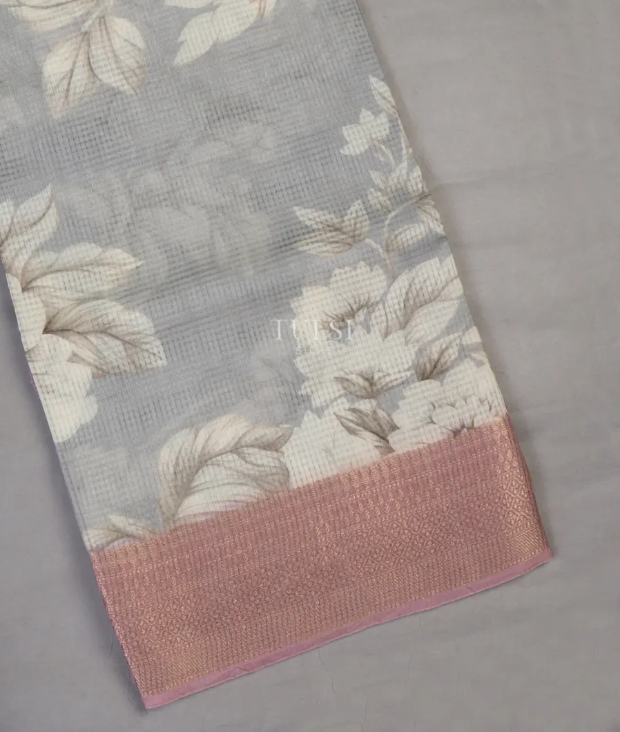 Grey Pure Mercerised Cotton Saree T640107-image