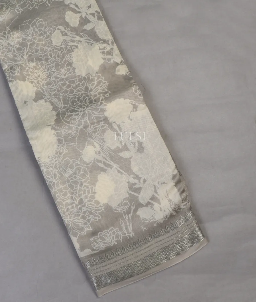 Grey Soft Printed Cotton Saree T621447-image