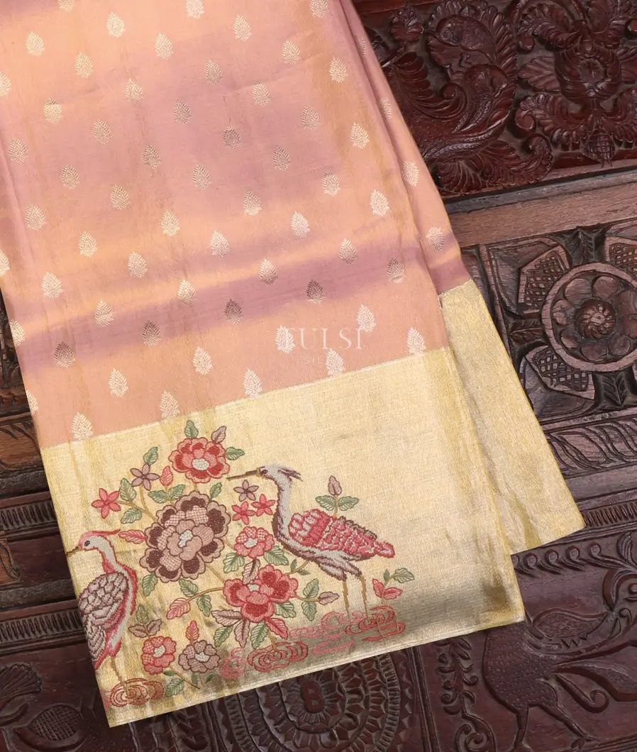 Light Pink Tissue Kanjivaram Embroidery Silk Saree T609910-image