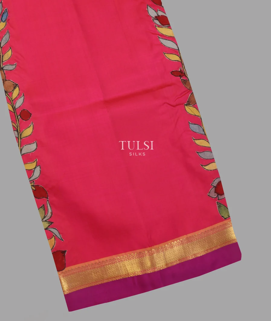 Magenta kanjivaram Kalamkari Patchwork Saree T640677-image