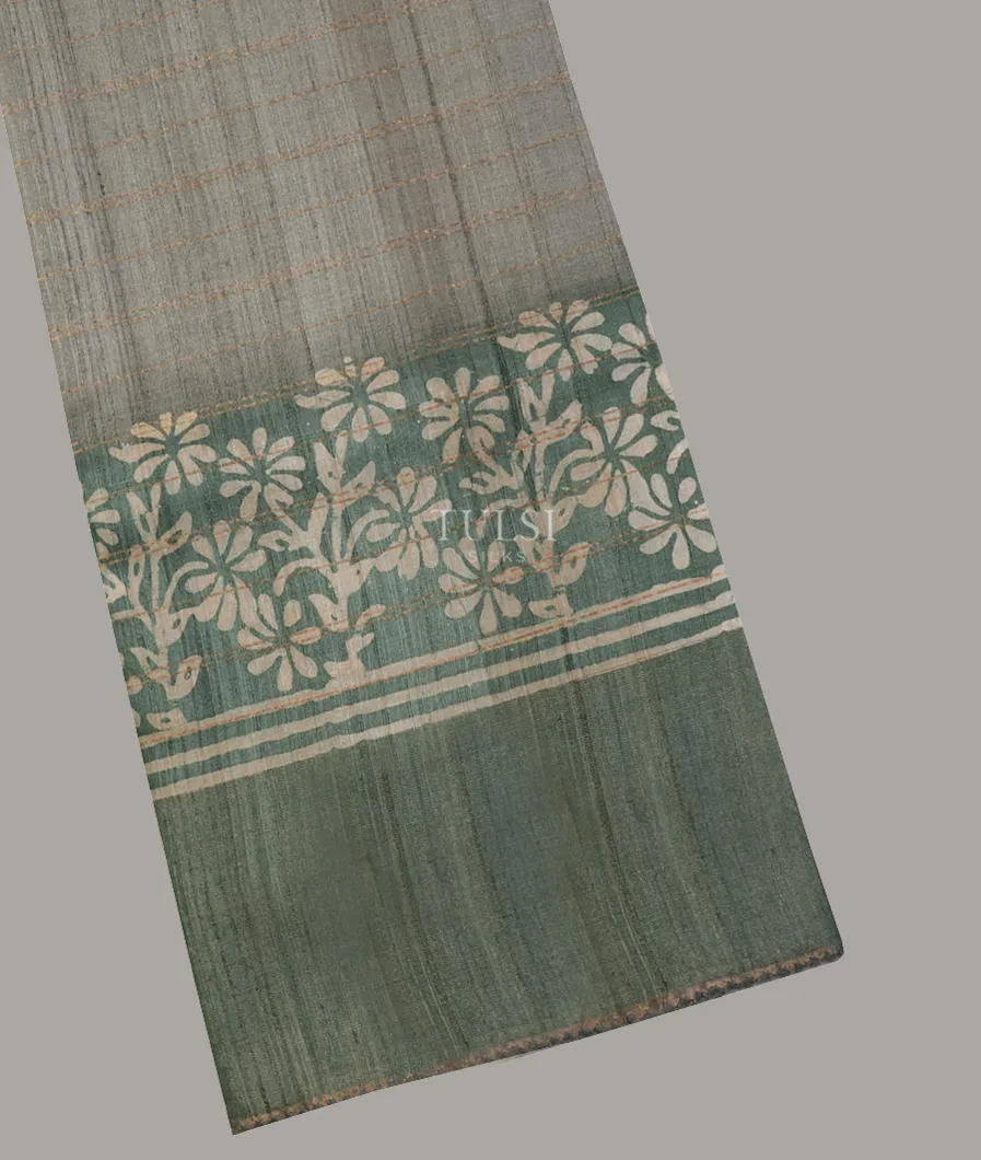 Grey Tussar Printed Saree T625452-image