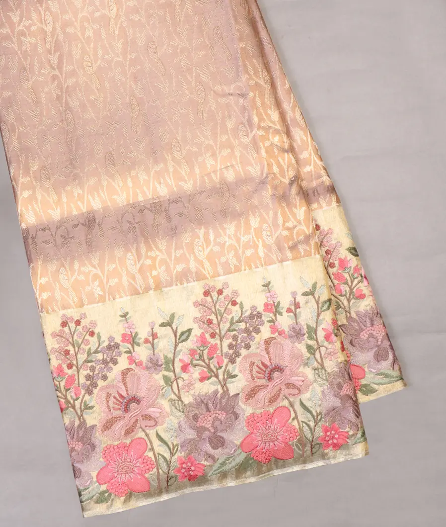 Pale Pink Tissue Kanjivaram Embroidery Silk Saree T640473-image