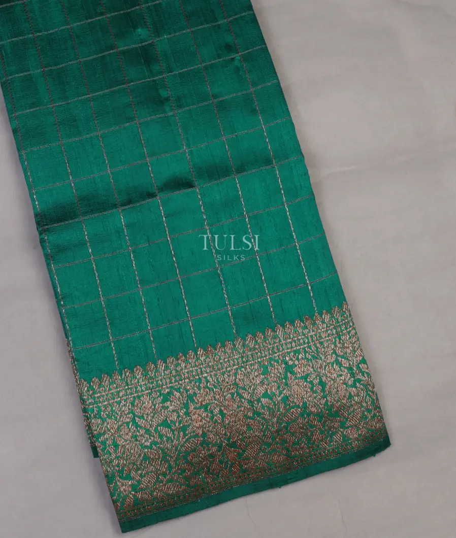 Teal Green Banaras Tussar Saree T643036-image