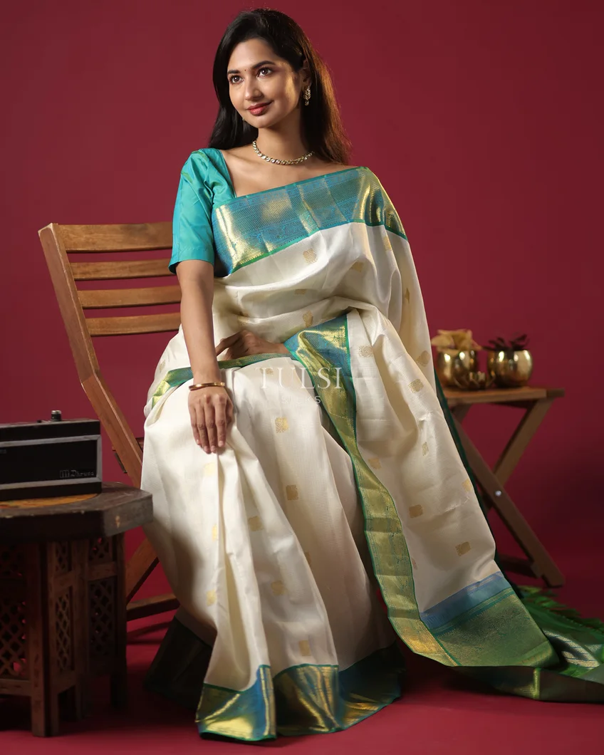 Off-White Kanjivaram Silk Saree T639453-image