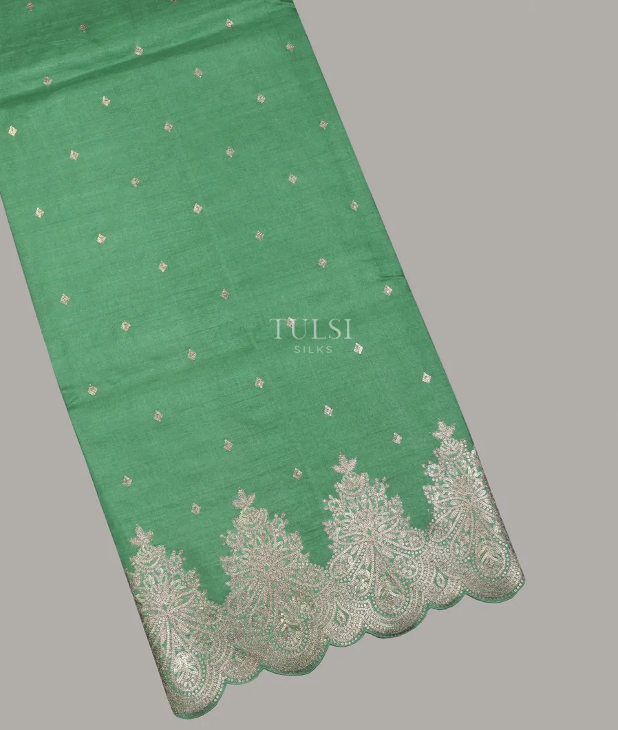 Green Tussar Embroidery Saree T572068-image