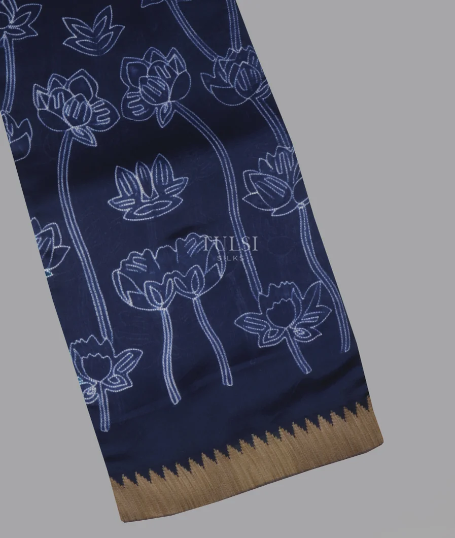 Blue Soft Printed Cotton Saree T641480-image