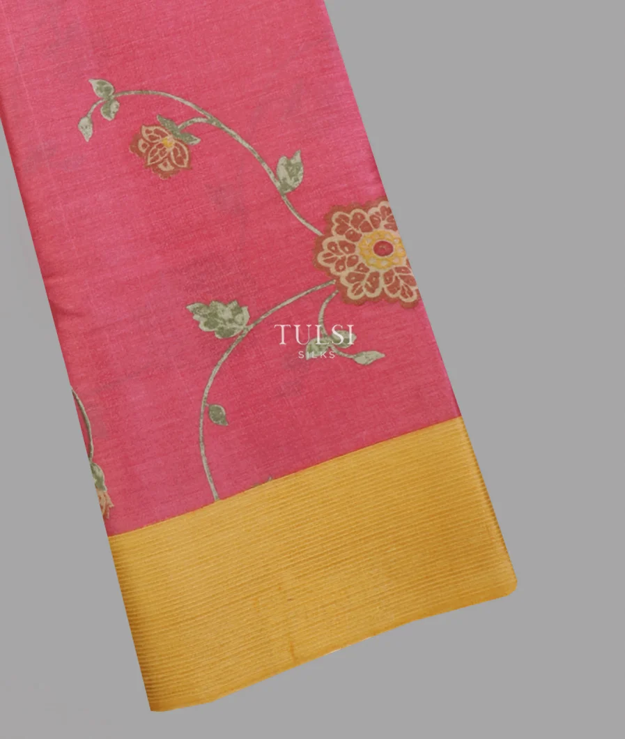 Pink Tussar Printed Saree T636517-image