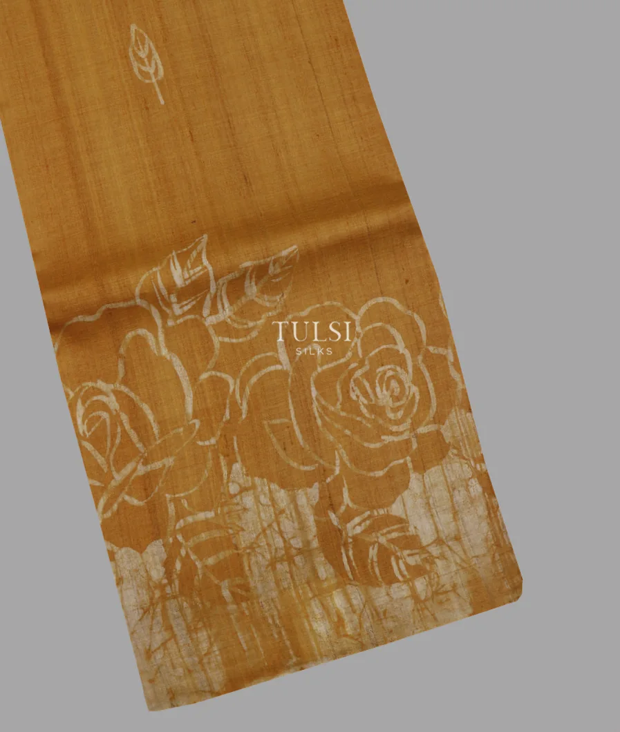 Yellow Tussar Printed Saree T632235-image