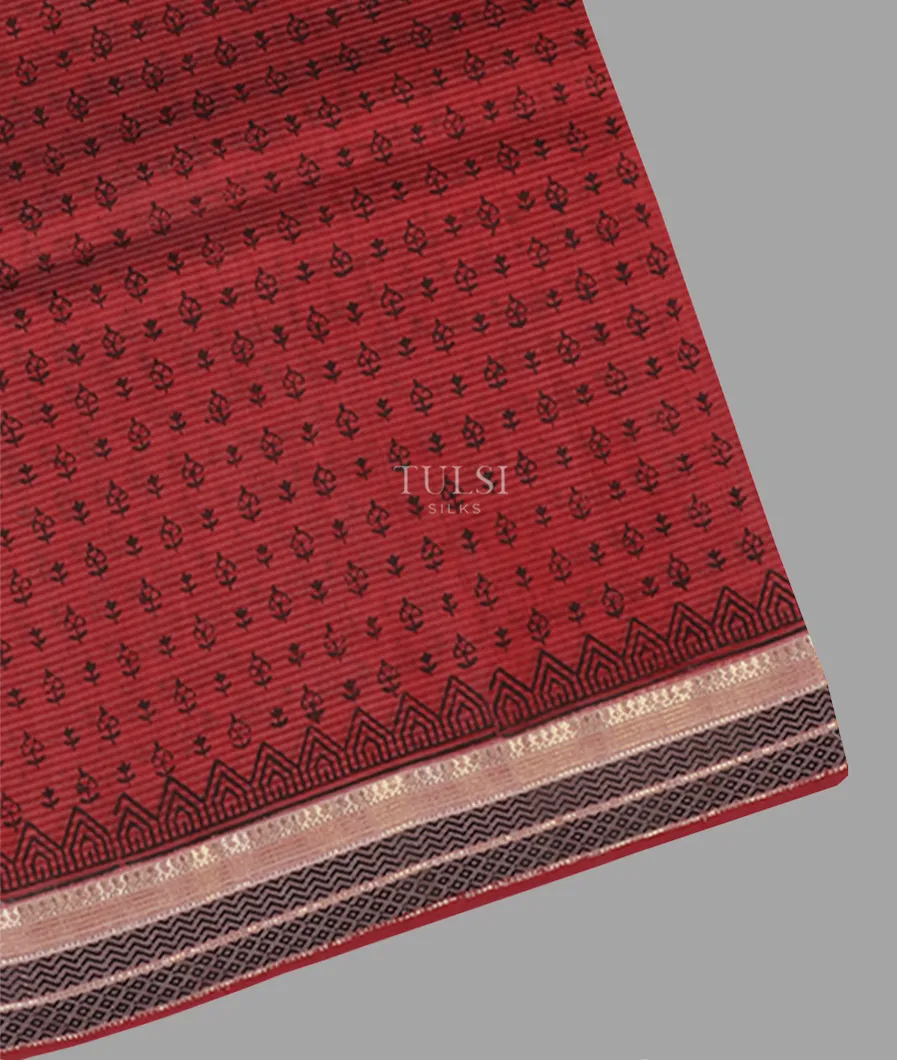 Red Maheshwari Printed Cotton Saree T561648-1-image