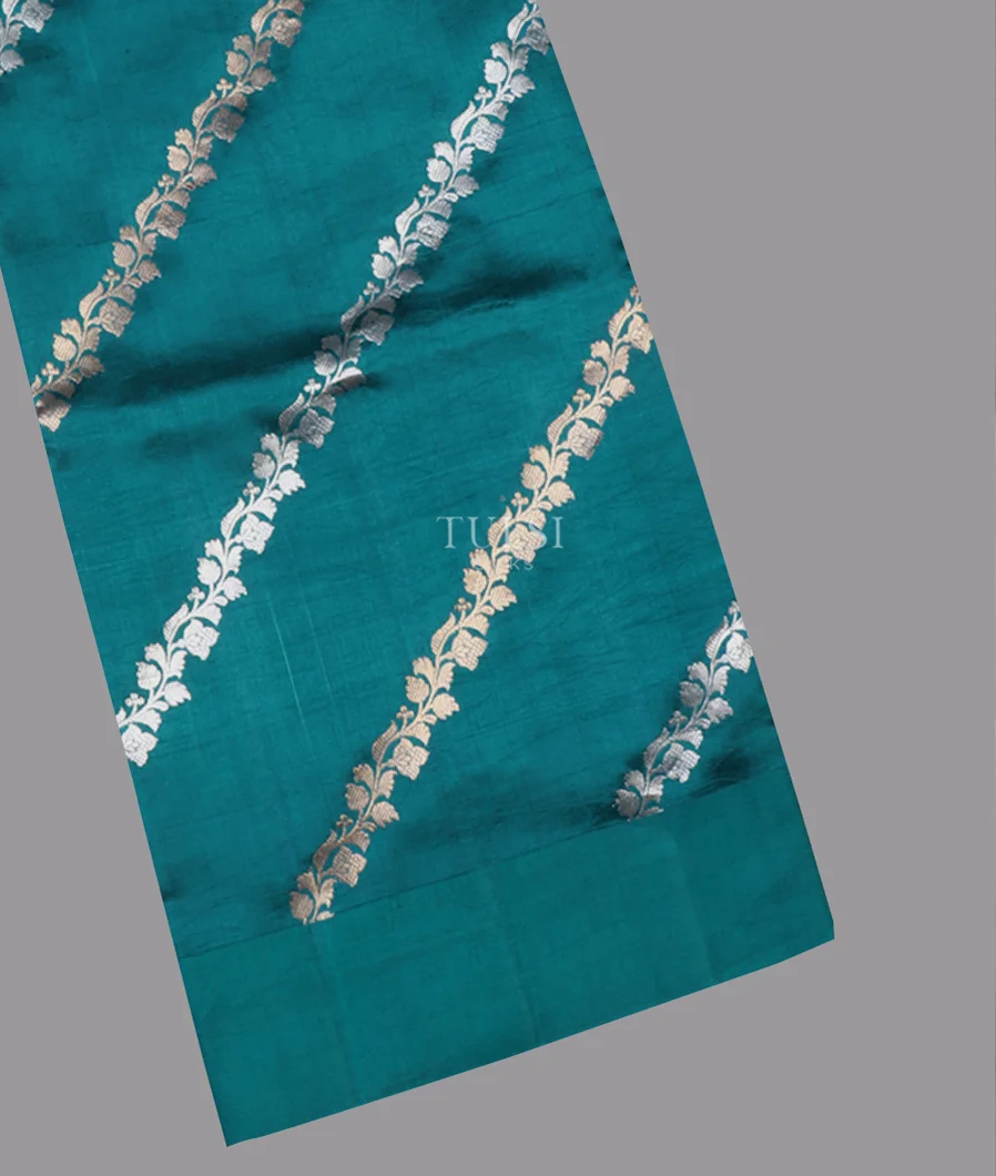 Teal Blue Banaras Silk Saree T643277-image