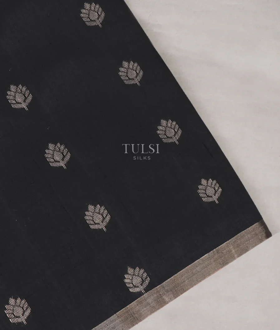Black Woven Raw Silk Saree T635306-image