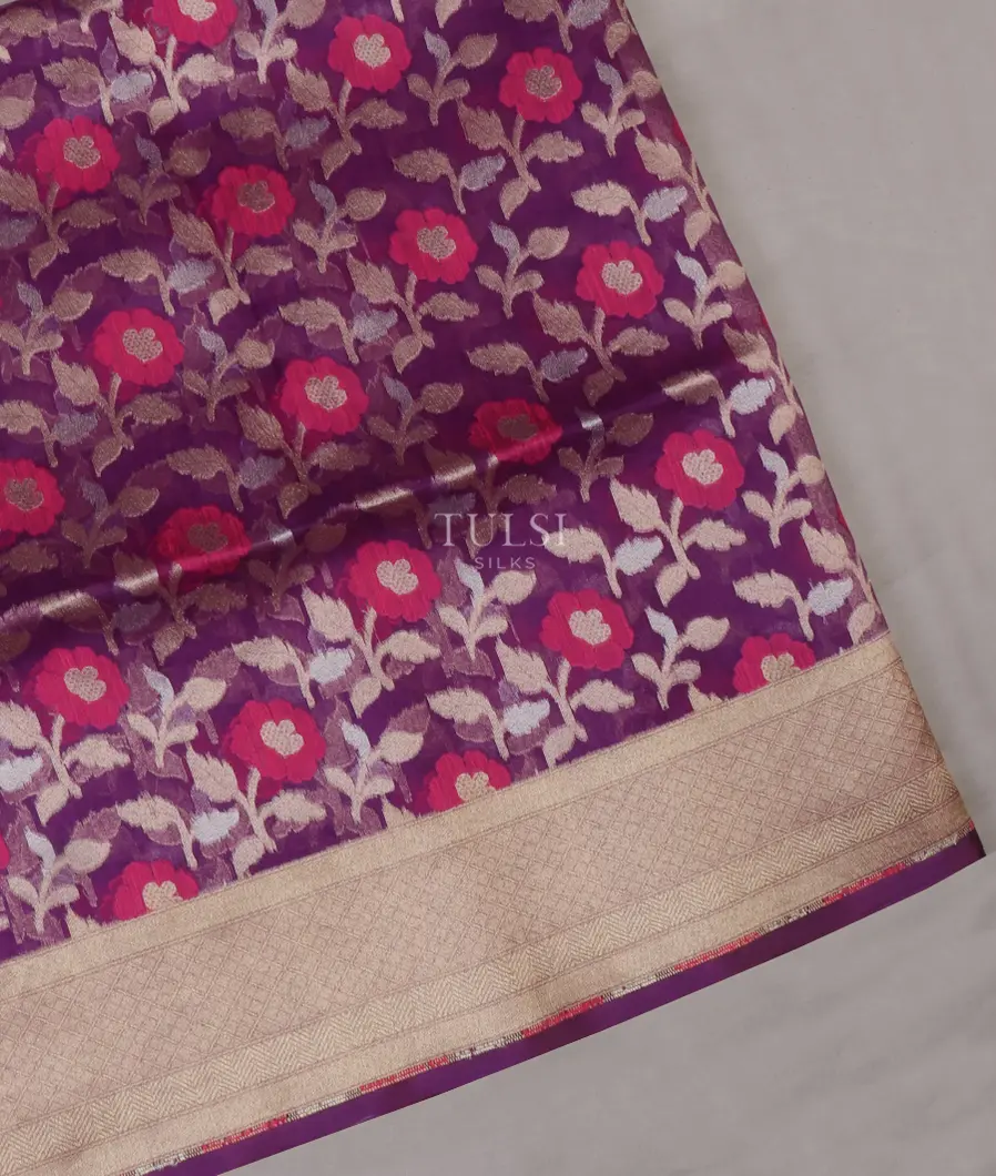 Purple Banaras Organza Saree T626156-image