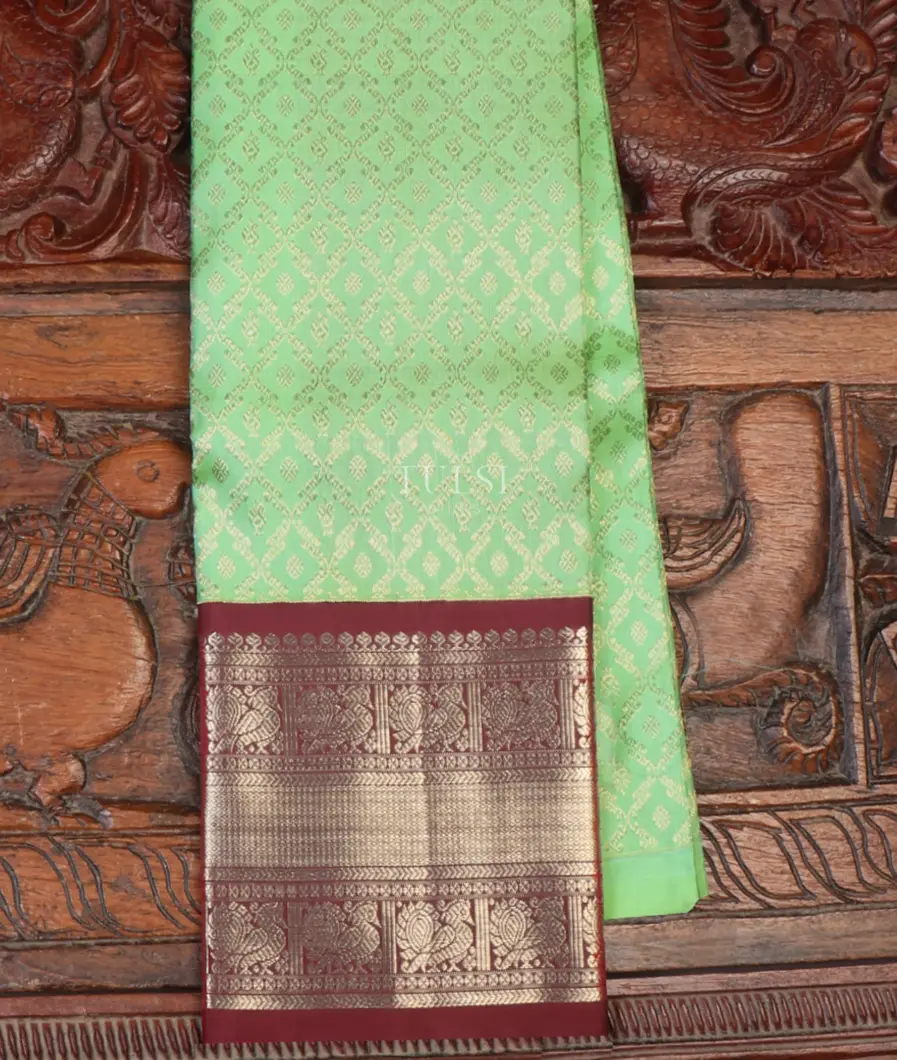 Green Kanjivaram Silk Kids Pavadai T642396-image