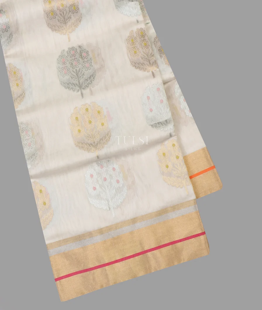 Off - White Chanderi Silk Saree T625306-image