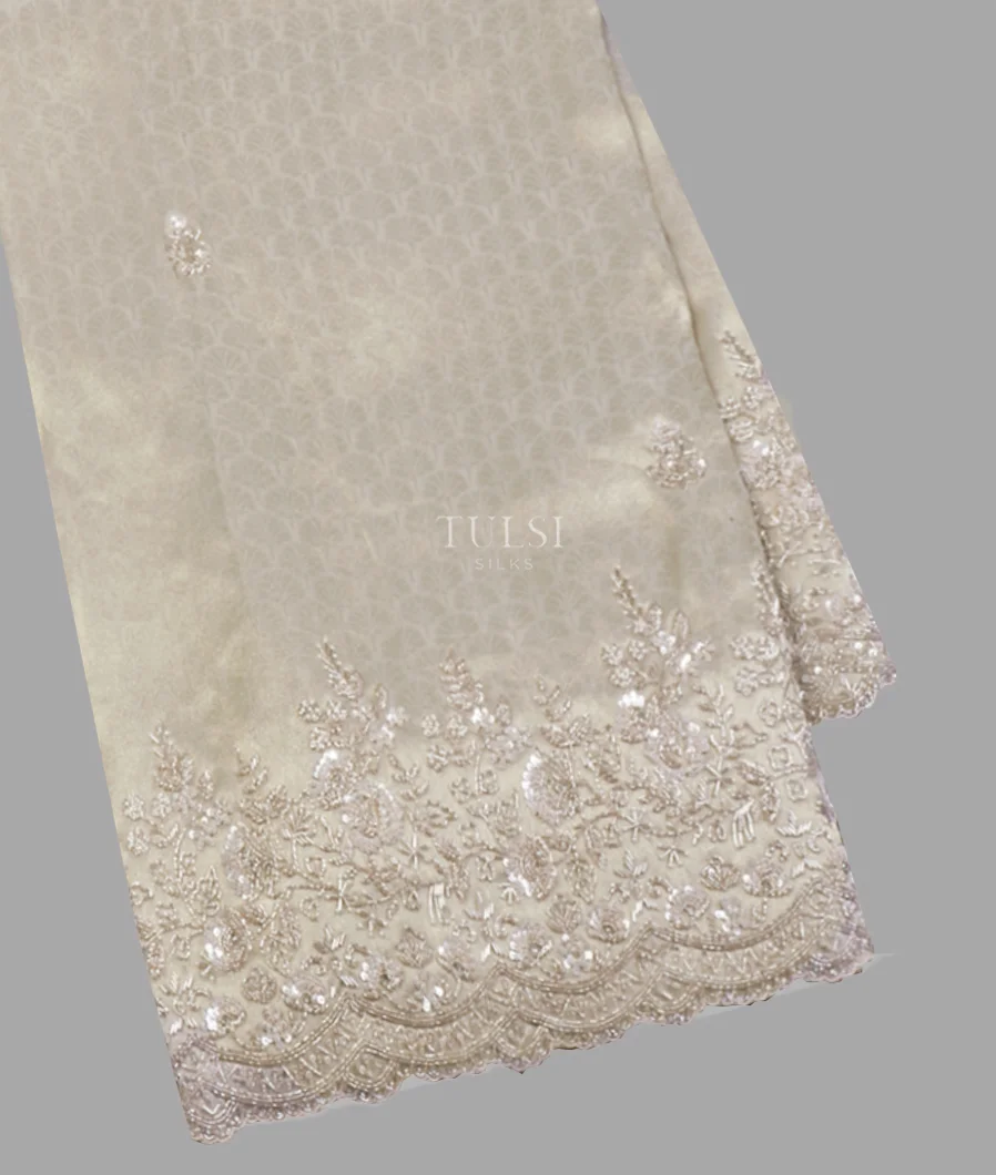 Grey Kora Tissue Organza Embroidery Saree T621901-image