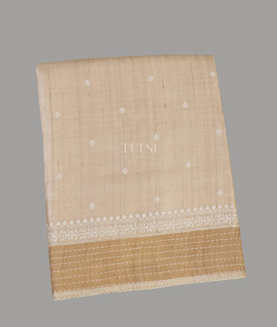 Beige Tussar Embroidery Saree T633862-image