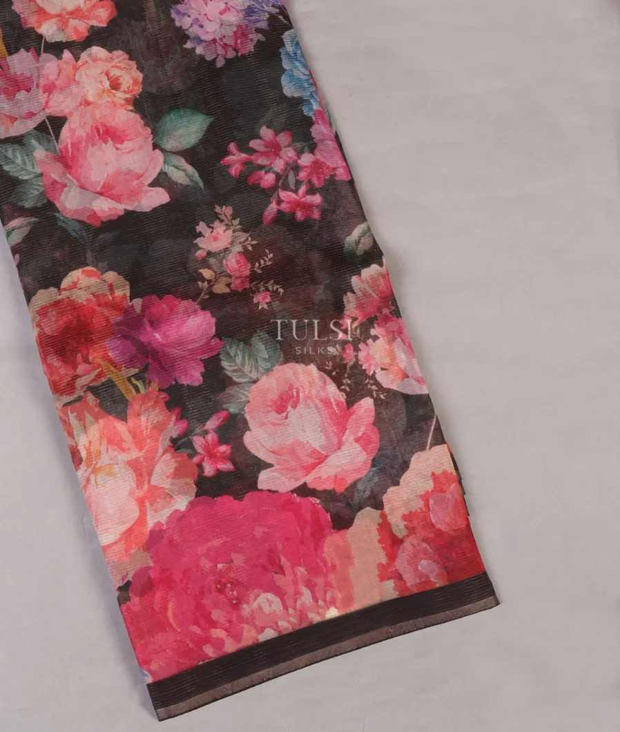 Black Tissue Organza Printed Saree T629366-image